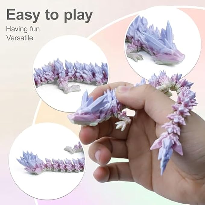 Bandai 3D PRINTED DRAGON IN EGG - DINO EGG WITH FLEXIBLE CRYSTAL DRAGON INSIDE, COLORFUL FIDGET TOY, BIRTHDAY GIFT, DESK PET FIGURE - 12 DRAGON (MINI RAINBOW) - Image 3